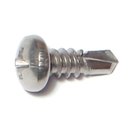 Midwest Fastener Self-Drilling Screw, #8 x 1/2 in, Plain Stainless Steel Pan Head Phillips Drive, 25 PK 79101